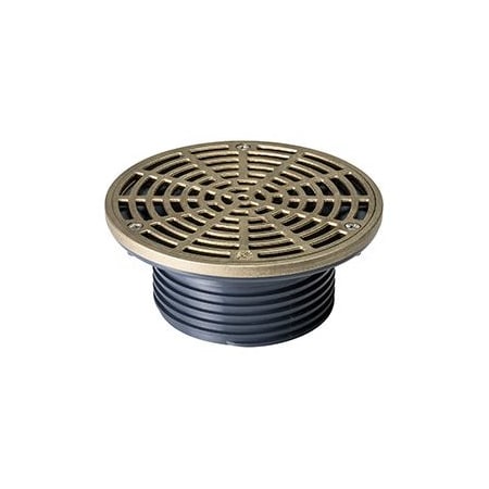 Sioux Chief 4" Schedule 40 Hub Connection FinishLine Adjustable Floor Drain W/ Nickel Bronze Strainer, 6.5" Top 832-4HNR