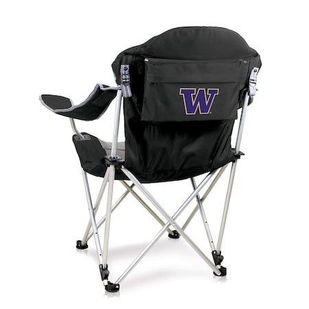 Picnic Time Family Of Brands NCAA Washington Huskies Reclining Camp Chair - Beach Chair for AdultsBlack with Gray Accents 803-00-175-624-0