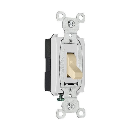 Pass & Seymour Wall Switch, 2 hp, Toggle, 20 A, Ivory CSB20AC1I