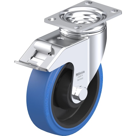 Zoro Select Swivel Plate Caster, Solid Rbber, 5", Brake L-POEV 126KA-12-FI-SB
