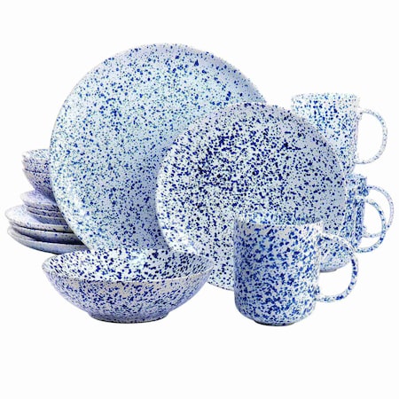 Martha Stewart 16 Piece Stoneware Dinnerware Set in Speckled Blue 120427.16