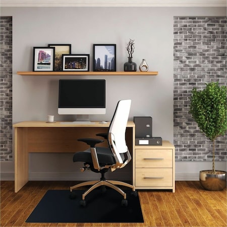Floortex Advantagemat Black Vinyl Rectangular Chair Mat for Hard Floor - 48" x 60" FR124860HEBV