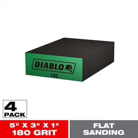 Diablo 5in. x 3in. x 1in. 60-Grit Large Flat Edge Sanding Sponges, 4PK DFBLBLOSFN04G