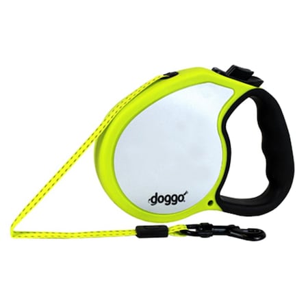 Doggo DGO RLSH NY MD 13 ft. Reflective Retractable Dog Leash- Yellow - Medium 199742