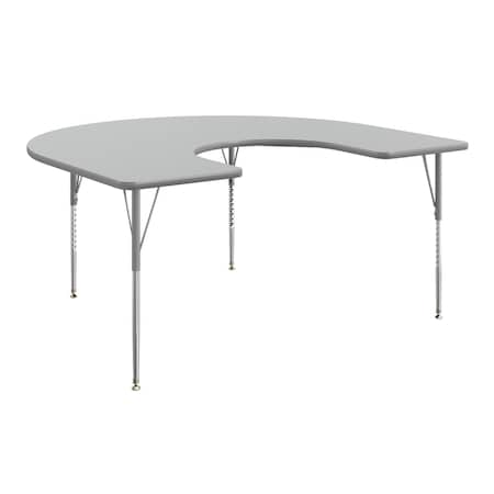 Flash Furniture Commercial Adjustable Height Horseshoe Activity Table-Standard Legs in Gray XU-A6066-HRSE-GRY-T-A-GG