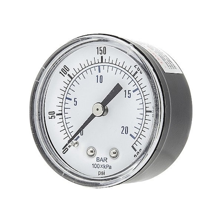 Zoro Select Pressure Gauge, 1/4 in NPT, Center Back Location SEP-102D-204H