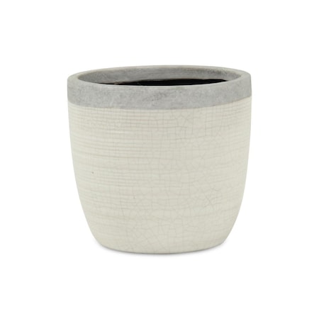 H2H 5.5 x 5.25 x 4 in. Mosaic Style Glazed Pot, White H22855884