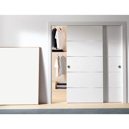 Sartodoors Slab Barn Door Panel, Planum 0020 White Silk, Sturdy Finished Flush Modern Doors, Pocket Closet Sli PLANUM0020S-WS-3096