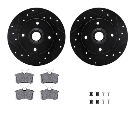 Dynamic Friction Co DFC Rotors-Drilled & Slotted-Black w/ EURO 5000 Ceramic Brake Pads Incl Hdw 8612-74005