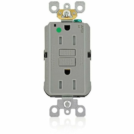 Leviton AFCI Receptacle 15A HG/TR Gray AFTR1-HGG