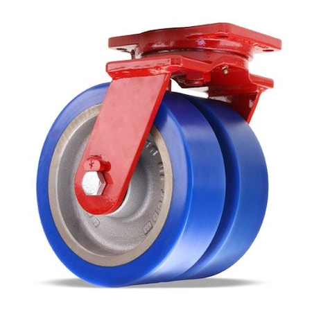 Hamilton Extra Heavy Duty Dual-Wheel Swivel Caster, 10" x 3" Ergo-Glide XT 1" thick Polyurethane (85A) Wheels S-EHD2-13EGB