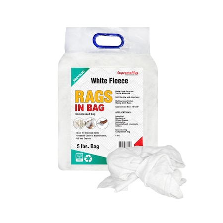 Supremeplus Recycled White Sweatshirt Cleaning Rags 5 lbs. Bag SP-6298