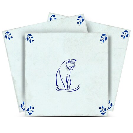 Homeroots 8" x 8" Blue Vinyl Arabesque Peel And Stick Removable Tiles 606489