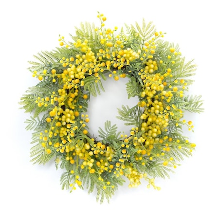 Homeroots 27" Green And Yellow Fern Artificial Wreath 516100