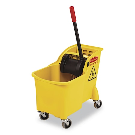 Rubbermaid Commercial 31 qt Mop Bucket and Wringer Combination, Yellow, Plastic FG738000YEL