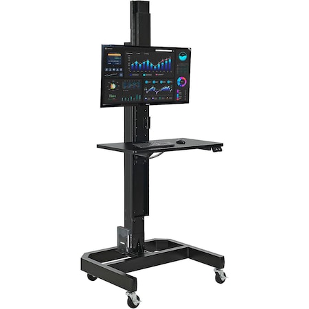 Global Industrial Orbit Mobile Height Adjustable Computer Cart with VESA Mount, Black 290900