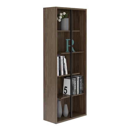 Techni Mobili Standard 5-Tier Wooden Bookcase, Walnut RTA-987BC-WAL