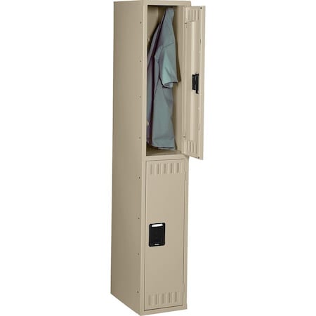 Tennsco Wardrobe Locker, 12 in W, 18 in D, 72 in H, (1) Wide, (2) Tier, Sand DTS-121836-ASD