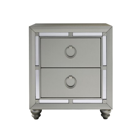Homeroots 28" Solid and Manufactured Wood And Mirrored Glass Nightstand 383983