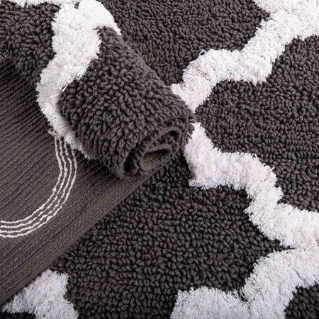 Lavish Home Bathroom Rug Long Non Slip Bath Mat with Trellis Pattern Extra Soft Absorbent Cotton Bath Mat Runner 67-0029-CH