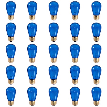 Bulbrite 11-Watt S14 Transparent Blue Dimmable Incandescent Light Bulb, 25PK 861307