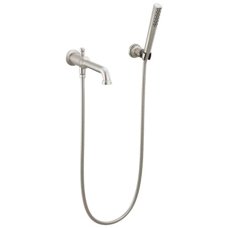 Delta Broderick Wall Mount Tub Filler Trim With Hand Shower - Less Handles In Lumicoat Stainless T5784-SS-PR-LHP-WL