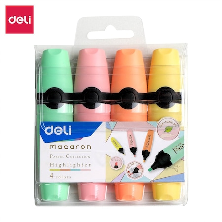 Deli MACARON Highlighters, Pastel Assorted, Chisel Tip, 4PK EU356-MT