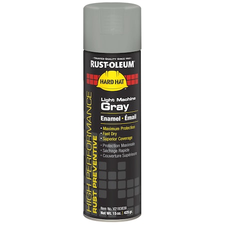 Rust-Oleum Rust Preventative Spray Paint, Light Machinery Gray, Gloss, Solvent, 15 oz V2183838