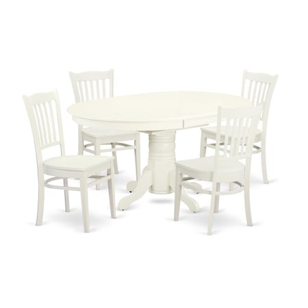 East West Furniture 5 Piece Dining Set, Linen White, 5PK AVGR5-LWH-W