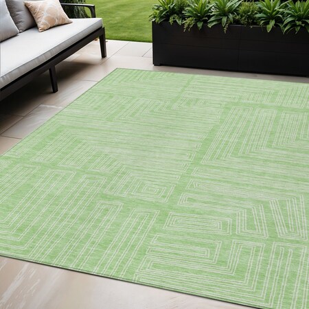 Homeroots 5' X 8' Mint Green And Ivory Geometric Washable Indoor Outdoor Area Rug 600835