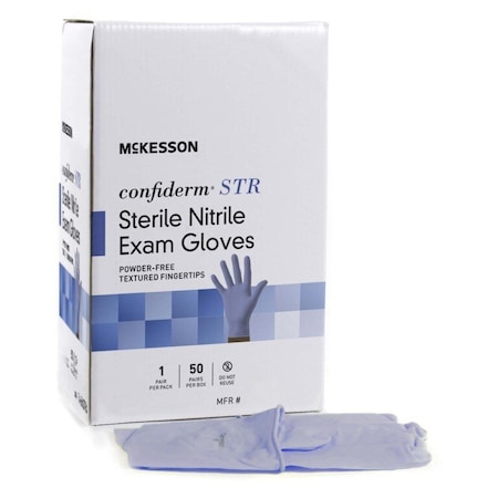 Mckesson Confiderm STR, Nitrile Exam Gloves, Nitrile, Powder-Free, XL, 50 PK, Blue 14-6NSTR8