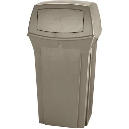 Rubbermaid Commercial Ranger(R) 35 gal Square Outdoor Can, Beige, None, Plastic, 21 1/2 in FG843088BEIG