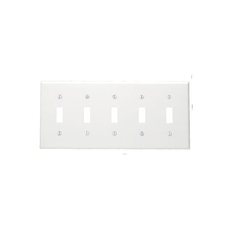 Leviton Switch Wallplate, Standard Size, Gang 5, White 88023