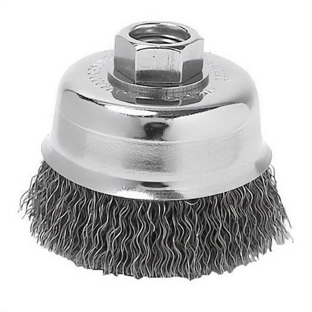 Metabo Wire Cup Brush, 2-3/4 in dia Brush, 5/8-11 Arbor Hole, 0.02 in dia Filament/Wire, Twist Knot 623804000