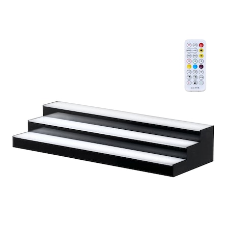 Vevor LED Lighted Liquor Bottle Display Home Bar Shelf 2 Tiers 30 inches Acrylic 2C30