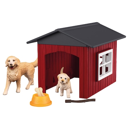Schleich Dog Kennel with Golden Retrievers Figurine Multicolored 9 pc 42722
