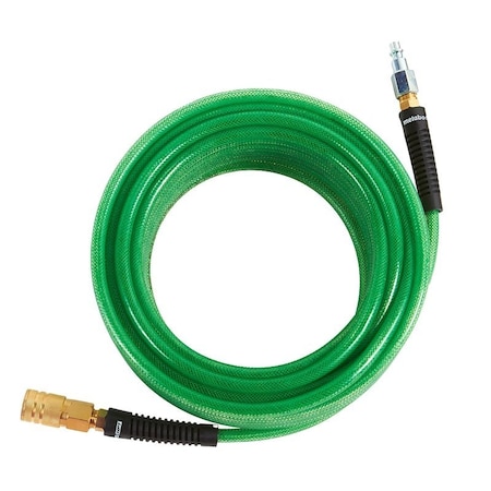 Metabo Hpt Air Hose with Industrial Fittings, 1/4 in OD, 50 ft L, Crimped x Compression, 300 psi Pressure, Green 115155M