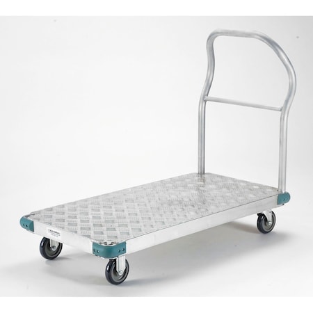 Global Industrial Aluminum Diamond Deck Platform Truck 56x42 1000 Lb. Cap. 5" Poly Casters 241590
