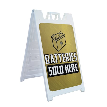 Signmission Batteries Sold Here, A-Frame & 2 Decals Installed, Heavy-Duty Plastic Frame SBHD-D-2436-30346