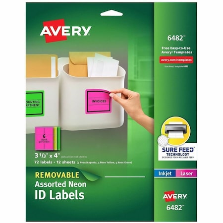 Avery Multipurpose Label, 3 1/2" Label W, 6 Labels per Sheet 6482