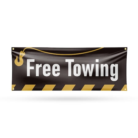Signmission Free Towing, 18 Inch x 48 Inch, Vinyl Banner B-30648