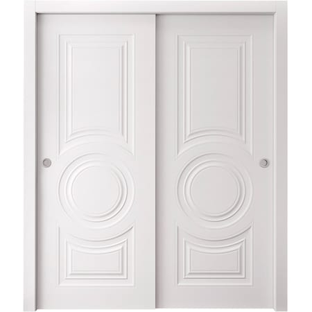 Sartodoors Sliding Closet Bypass Doors 48 x 80 inches, BASIC 9801 White, Rails Hardware Set, Wood Solid Bedr BASIC9801DBD-SKIN-48