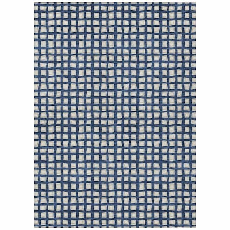 Homeroots 10' X 14' Navy Blue And Ivory Geometric Washable Indoor Outdoor Area Rug 583281