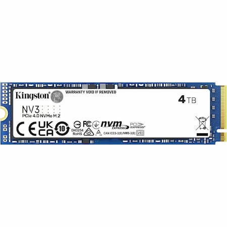 Kingston NV3 4 TB Solid State Drive - M.2 2280 Internal - PCI Express NVMe (PCI Express NVMe 4.0 x4) SNV3S4000G