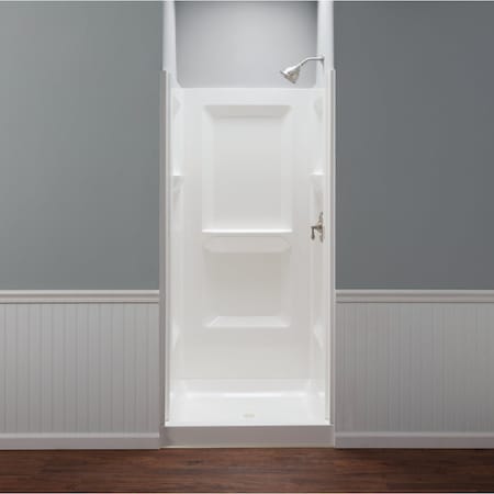 Mustee Durawall 36''x73.25''x36'' Alcove Shower Wall Set in Wht, 3-Piece 736SWHT