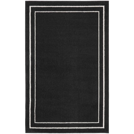 Homeroots 2' X 4' Black And Ivory Indoor Outdoor Area Rug 545939