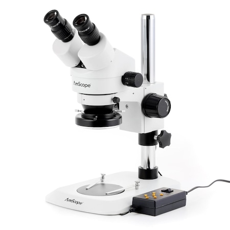 Amscope SM-1 Zoom Binocular Stereo Microscope 3.5X-180X w/Multi-Zone 144 LED on Compact Pillar Stand SM-1BNZZ-144A
