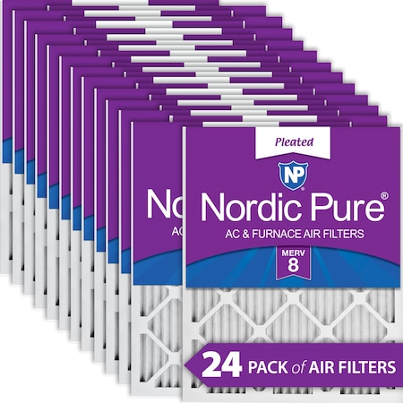Nordic Pure 14x18x1 Pleated Air Filter, High Capacity, Electrostatically Charged Synthetic Media, MERV 8, 24 PK 14x18x1M8-24