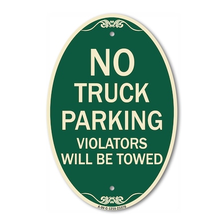 Signmission Parking Restriction Sign No Truck Parking Vio, 12 In X 18 In Architectural, Heavy Gauge Aluminum A-OV-G-1218-23370