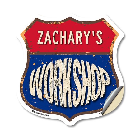 Signmission Zachary's Workshop, 18 Inch X 18 Inch, Vinyl Decal SHI-D-18-489-ZACHARY